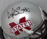 Dak Prescott Autographed Mississippi State Silver Mini Helmet- JSA W Auth *Black