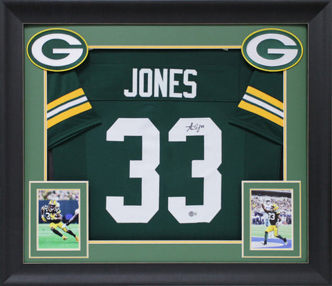 Aaron Jones Authentic Signed Green Pro Style Framed Jersey BAS Witnessed