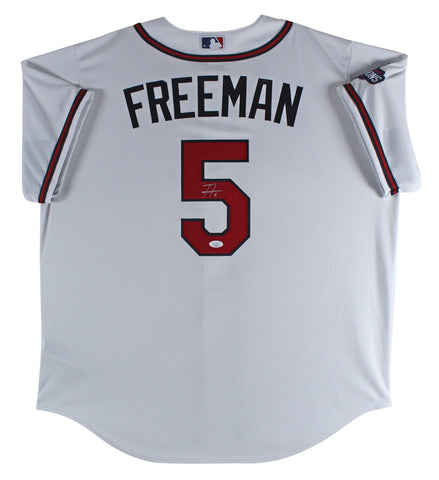 Braves Freddie Freeman Signed White Nike Jersey w/ 2021 World Series Patch JSA