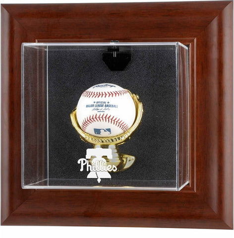 Philadelphia Phillies Brown Framed Wall-Mounted 2019 Logo Baseball Display Case