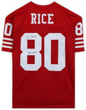 FRMD Jerry Rice 49ers Signed Red Mitchell & Ness Rep Jersey with "HOF 2010" Insc