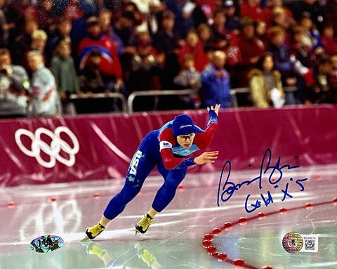 Bonnie Blair Signed 8x10 Olympic Gold Medalist Photo Gold x5 Insc BAS BC88674