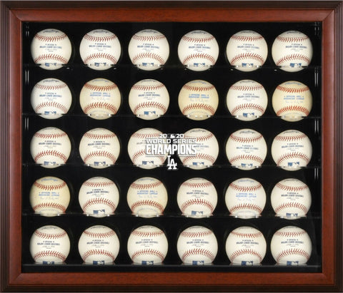 LA Dodgers 2020 World Series Champs Mahogany Frmd Logo 30-Baseball Display Case