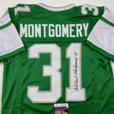 Autographed/Signed Wilbert Montgomery Philadelphia Green Football Jersey JSA COA