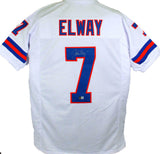 John Elway Autographed White Pro Style TB Jersey- Beckett W Holo *Silver
