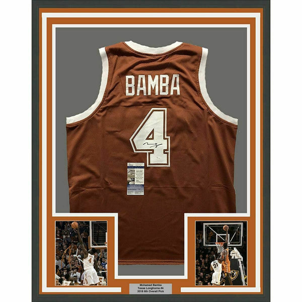 FRAMED Autographed/Signed MOHAMED MO BAMBA 33x42 Texas White Jersey JS –  Super Sports Center