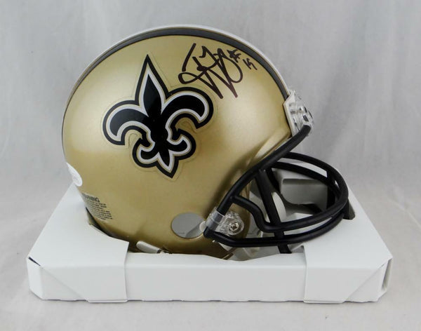 Ted Ginn Jr Autographed New Orleans Saints Mini Helmet- JSA W Auth *Black