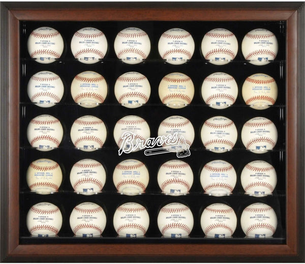 Atlanta Braves Logo Brown Framed 30-Ball Display Case-Fanatics