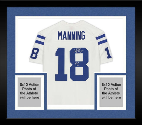 FRMD Peyton Manning Colts Signd Wht Mitchell&Ness Rep Jersey w/"HOF 21"