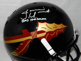 Jameis Winston Heisman Autographed *W Seminoles F/S Black Helmet- JSA W Auth