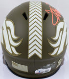 Terrell Davis Signed Broncos Salute to Service Speed Mini Helmet w/HOF- BAW Holo