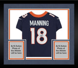 Framed Peyton Manning Denver Broncos Signed Navy Blue Elite Jersey