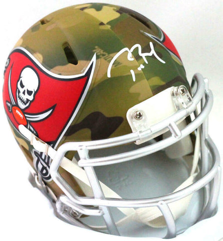 Tom Brady Signed Tampa Bay Buccaneers Camo Mini Helmet- Fanatics /LOA *White