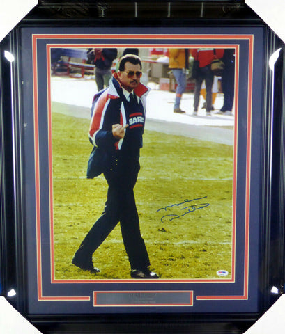 MIKE DITKA AUTOGRAPHED FRAMED 16X20 PHOTO BEARS GIVING THE FINGER PSA/DNA 146659