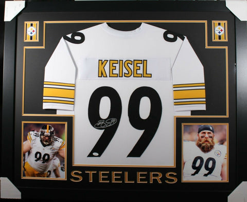 BRETT KEISEL (Steelers white SKYLINE) Signed Autographed Framed Jersey JSA