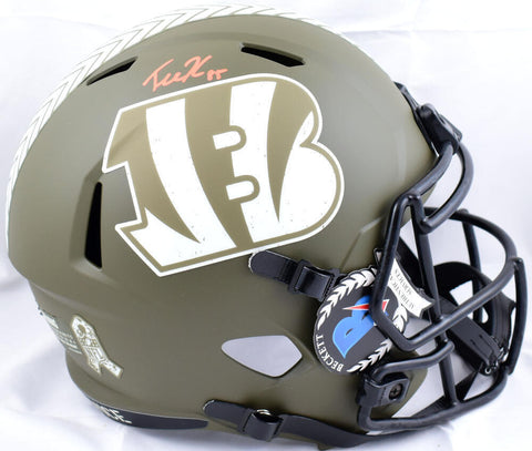 Tee Higgins Signed Bengals F/S Salute to Service Speed Helmet - Beckett W Holo