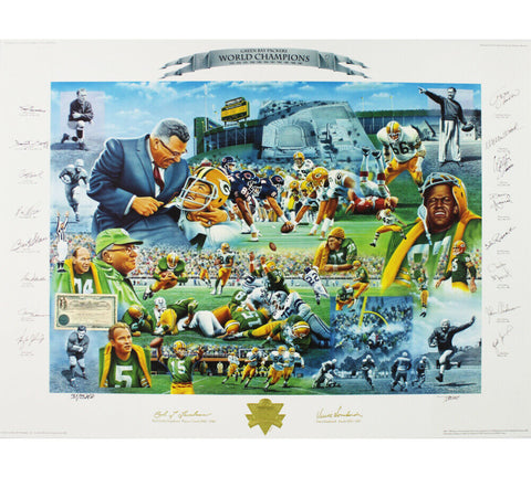 World Champion Multi-Signed Green Bay Packers Unframed 27x36 Lithograph Print