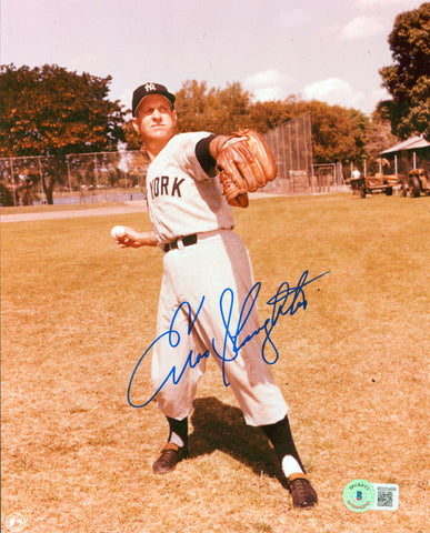 Yankees Enos Slaughter Authentic Signed 8x10 Vertical Throwing Photo BAS
