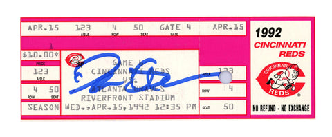 Deion Sanders Signed Atlanta Braves 4/15/1992 vs Reds Ticket BAS 37265