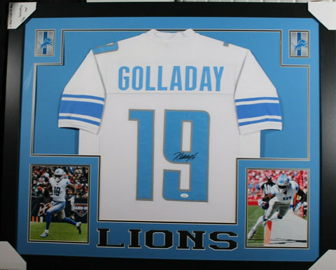 KENNY GOLLADAY (Lions white SKYLINE) Signed Autographed Framed Jersey JSA