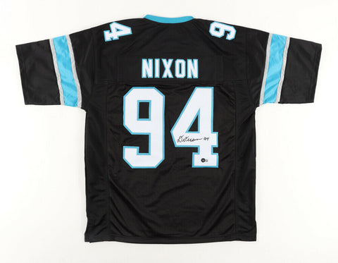 Daviyon Nixon Signed Panthers Jersey (Beckett Holo) Carolina 2021 Draft Pck Iowa