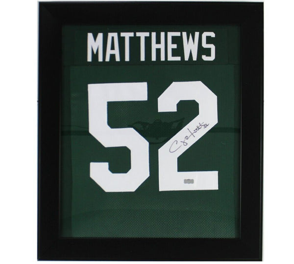 Clay Matthews Signed Green Bay Framed 27x23 Custom Green Jersey