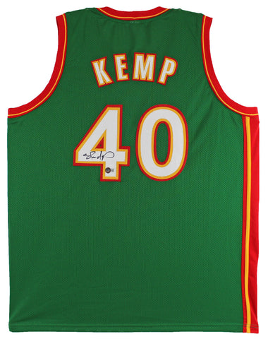 Shawn Kemp Authentic Signed Green Pro Style Jersey w/ White #'s BAS Witnessed