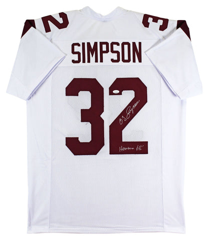 USC O.J. Simpson "68 Heisman" Authentic Signed White Pro Style Jersey BAS Wit