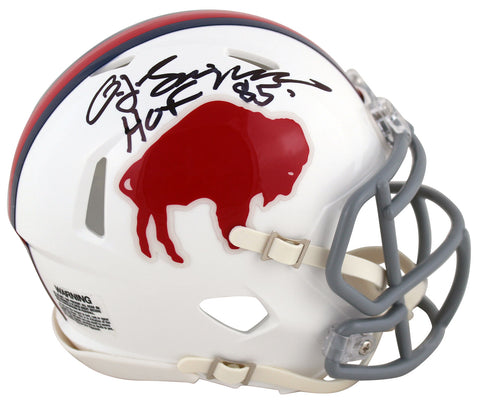 Bills O.J. Simpson "HOF 85" Signed 65-73 Throwback Speed Mini Helmet JSA Witness