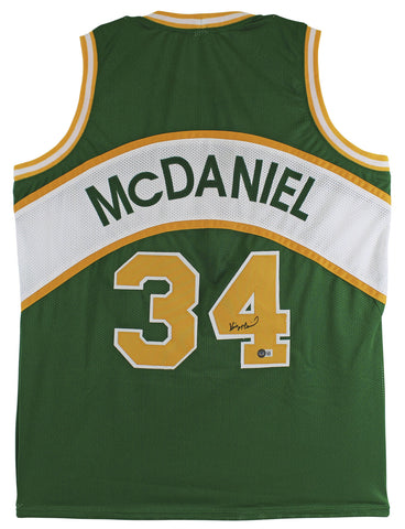 Xavier McDaniel Authentic Signed Green Pro Style Jersey BAS Witnessed
