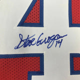 Autographed/Signed STEVE GROGAN New England Red Football Jersey JSA COA Auto