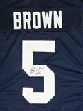 Derrick Brown Autographed Blue College Style Jersey - JSA W Auth *5