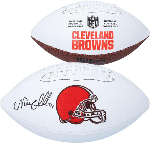 Nick Chubb Cleveland Browns Autographed Wilson White Panel Football