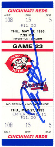 Deion Sanders Autographed Atlanta Braves 5/27/1993 vs Reds Ticket BAS 37185