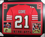 FRANK GORE (49ers red shadow SKYLINE) Signed Autographed Framed Jersey JSA