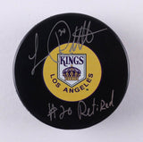 Luc Robitaille Signed Los Angeles Kings Logo Puck Inscribed "#20 Retired" (COJO)