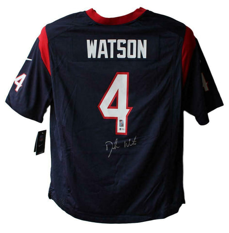 Deshaun Watson Autographed Houston Texans Nike Blue XL Jersey BAS 24645