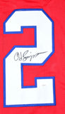 O.J. Simpson Autographed Red Pro Style Jersey - JSA W *Black