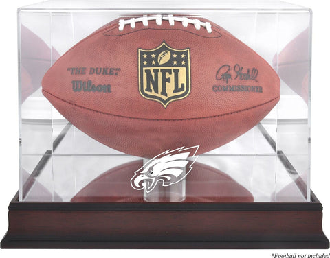 Philadelphia Eagles Mahogany Football Logo Display Case with Mirror Back