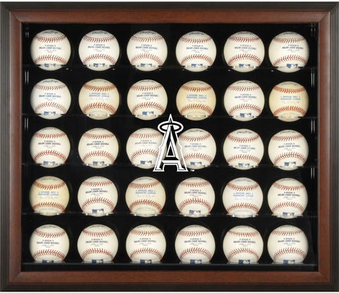 Angels Logo Brown Framed 30-Ball Display Case - Fanatics