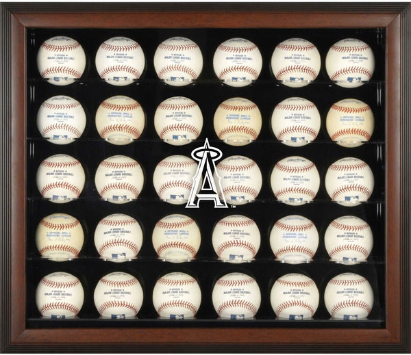 Angels Logo Brown Framed 30-Ball Display Case - Fanatics