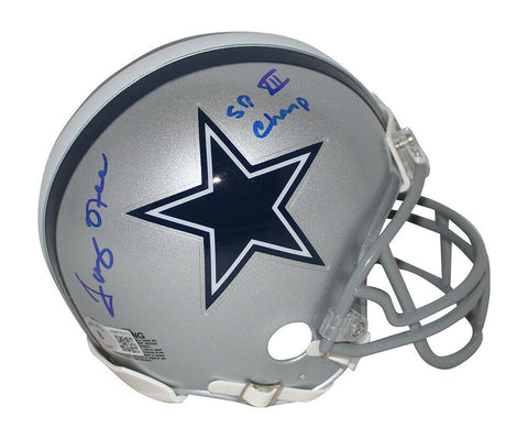 Tony Hill Autographed Dallas Cowboys VSR4 Mini Helmet SB XII Champs BAS 34045