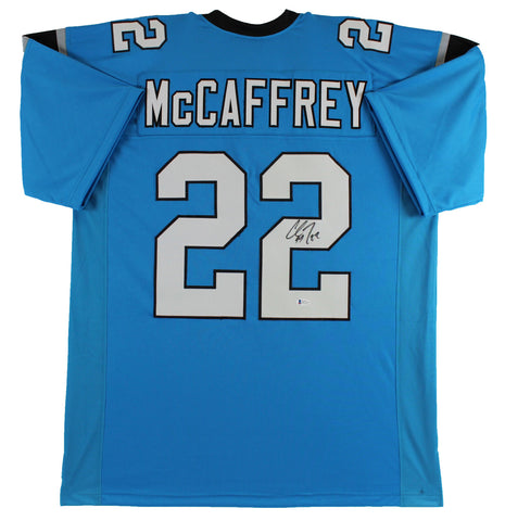 Christian McCaffrey Authentic Signed Blue Pro Style Jersey BAS Witnessed