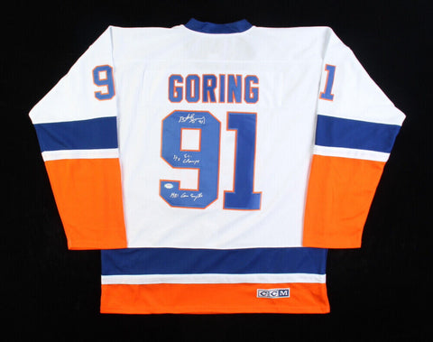 Butch Goring Signed NY Islanders Jersey 4x S.C Champs & 1981 Conn Smythe PSA COA