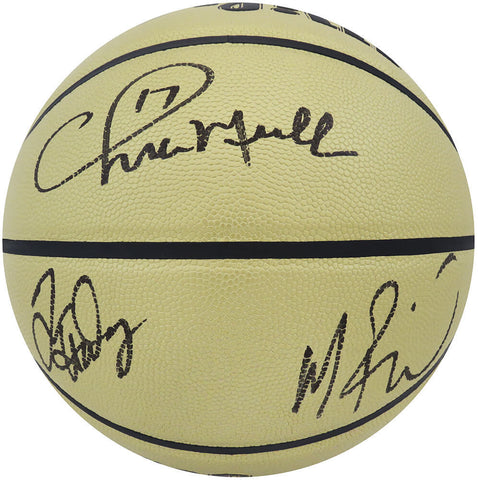Chris Mullin, Tim Hardaway & Mitch Richmond Signed Gold I/O Basketball -(SS COA)