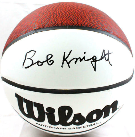 Bob Knight Autographed White Panel Wilson NCAA Basketball-JSA W *Black