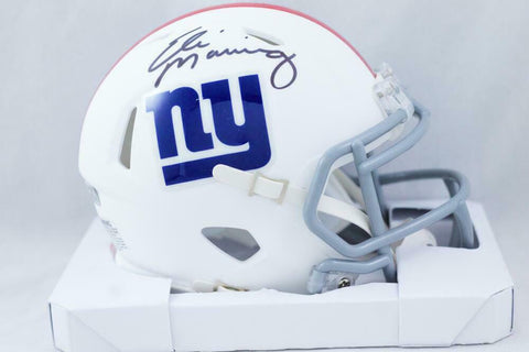 Eli Manning Signed NY Giants Flat White Speed Mini Helmet - Fanatics Auth *Black