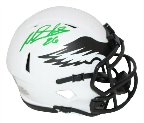 Miles Sanders Autographed Philadelphia Eagles Lunar Mini Helmet BAS 34089
