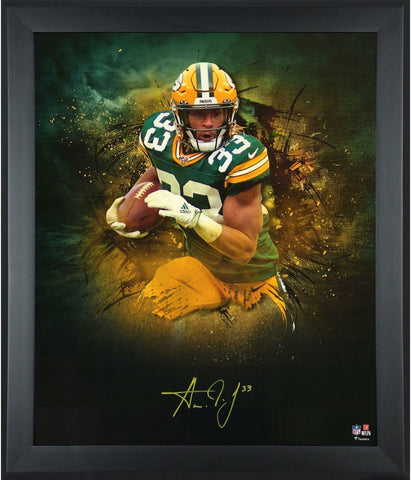 Aaron Jones Green Bay Packers Framed Autographed 20" x 24" In Focus Photograph