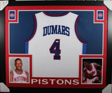 JOE DUMARS (Pistons white SKYLINE) Signed Autographed Framed Jersey JSA